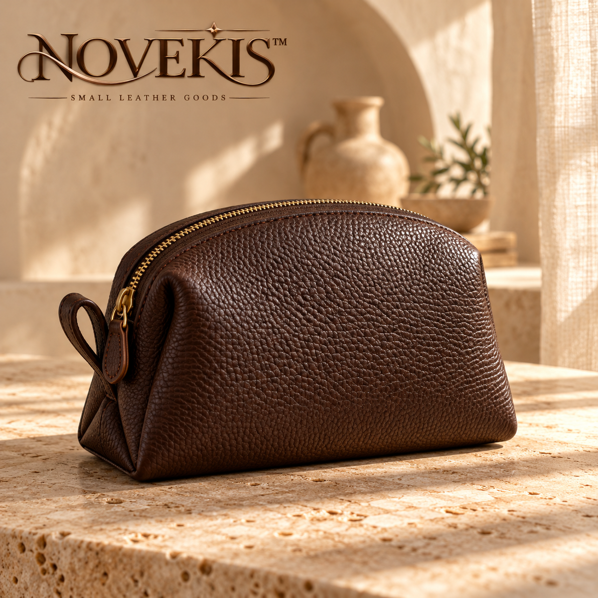 NOVEKIS™ Venn Mini Leather Pouch — Small Zip Organizer for Bag Essentials