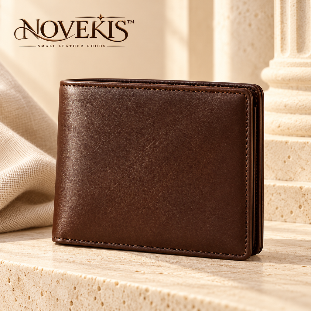 NOVEKIS™ Calder Leather Bifold Wallet — Compact Cash Wallet with 6 Card Slots