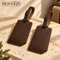 NOVEKIS™ Trace Leather Luggage Tag Set — 2 Bag Tags with Covered ID Windows