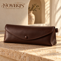 NOVEKIS™ Aven Leather Glasses Sleeve — Soft Eyeglass Case with Curved Snap Flap