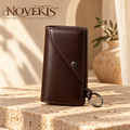 NOVEKIS™ Tern Leather Key Case — Snap Key Organizer with 4 Hooks and Detachable Ring