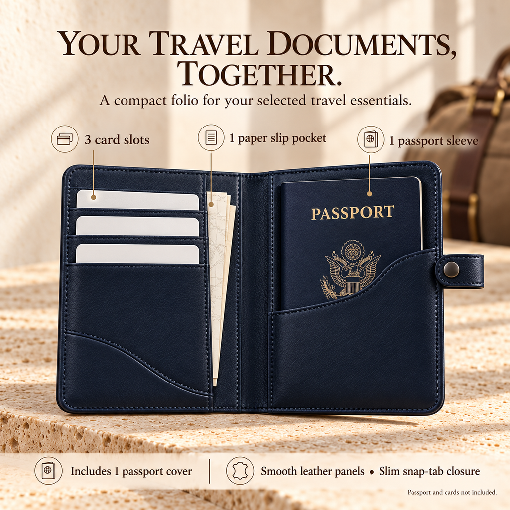 NOVEKIS™ Roam Leather Passport Cover — Travel Document Holder with Card Slots