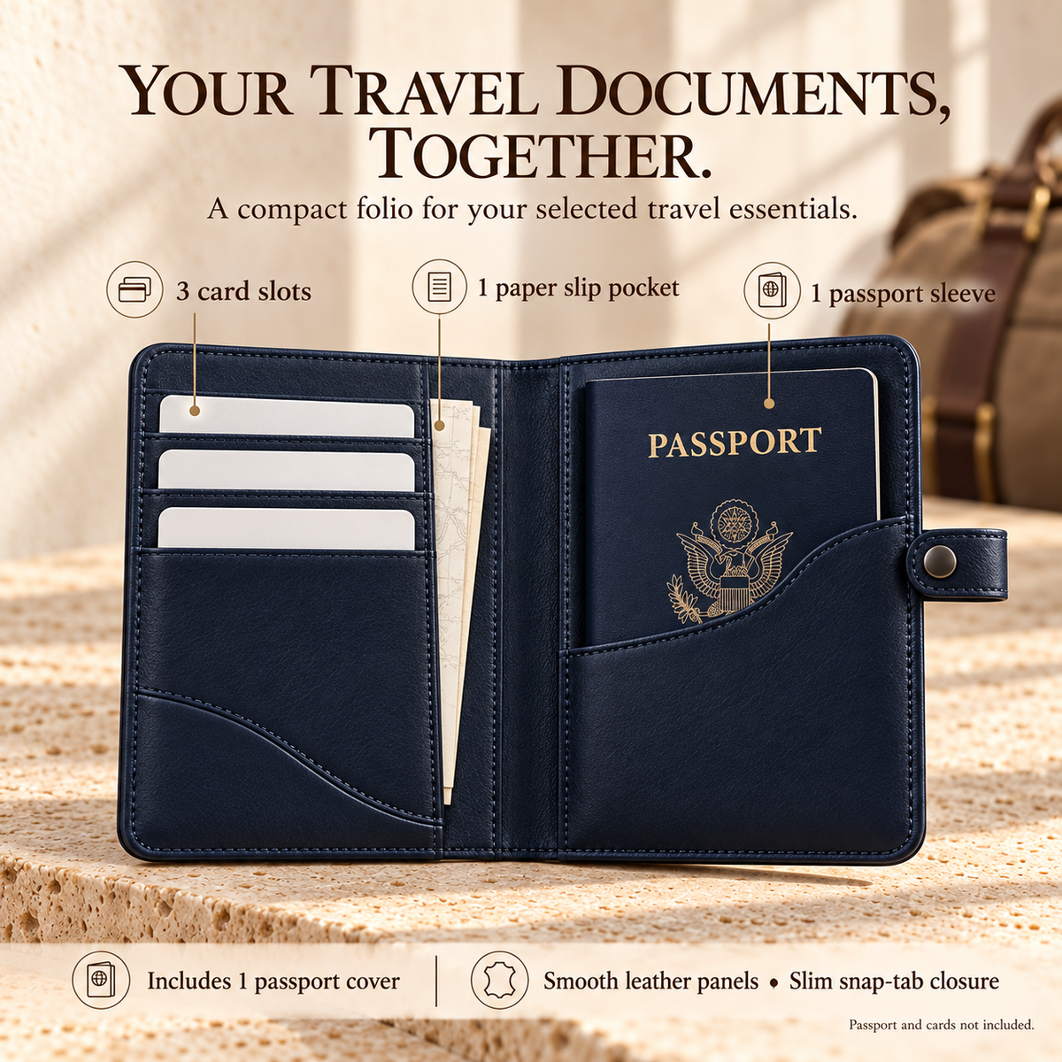 NOVEKIS™ Roam Leather Passport Cover — Travel Document Holder with Card Slots