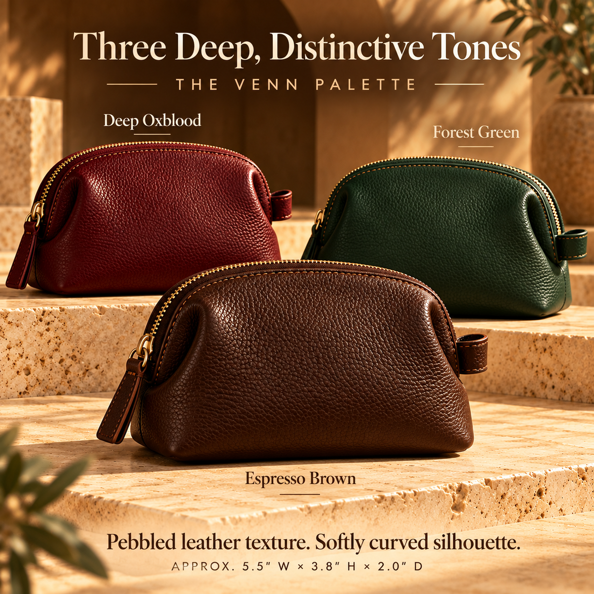 NOVEKIS™ Venn Mini Leather Pouch — Small Zip Organizer for Bag Essentials