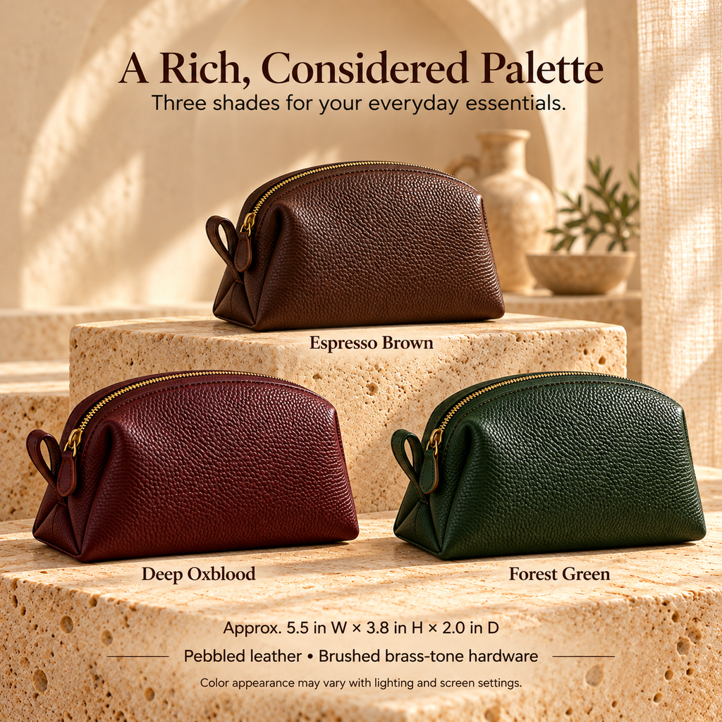 NOVEKIS™ Venn Mini Leather Pouch — Small Zip Organizer for Bag Essentials