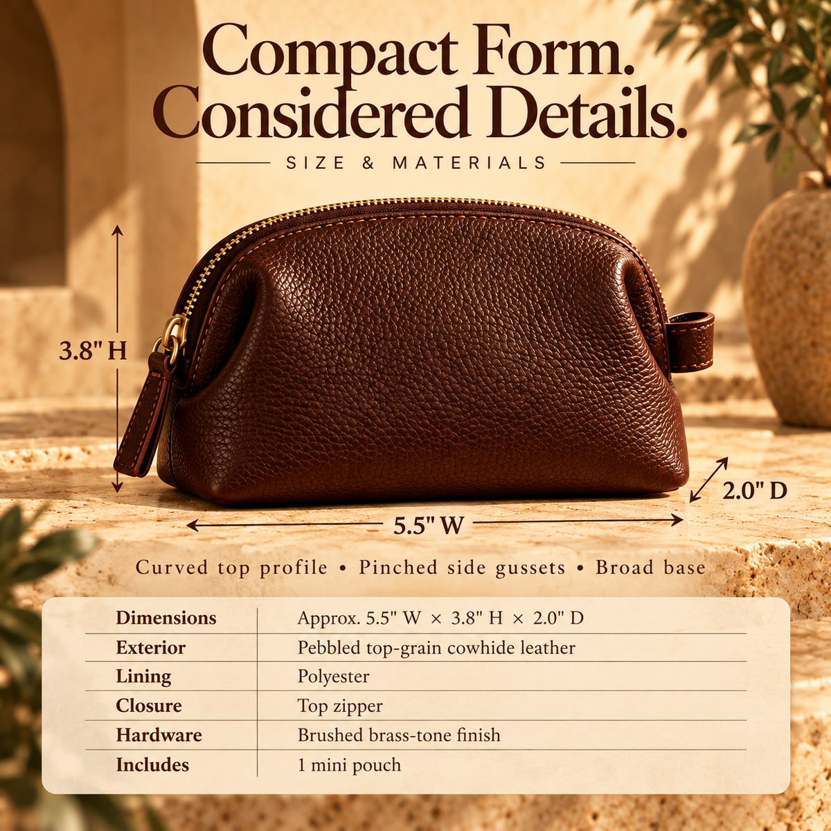 NOVEKIS™ Venn Mini Leather Pouch — Small Zip Organizer for Bag Essentials